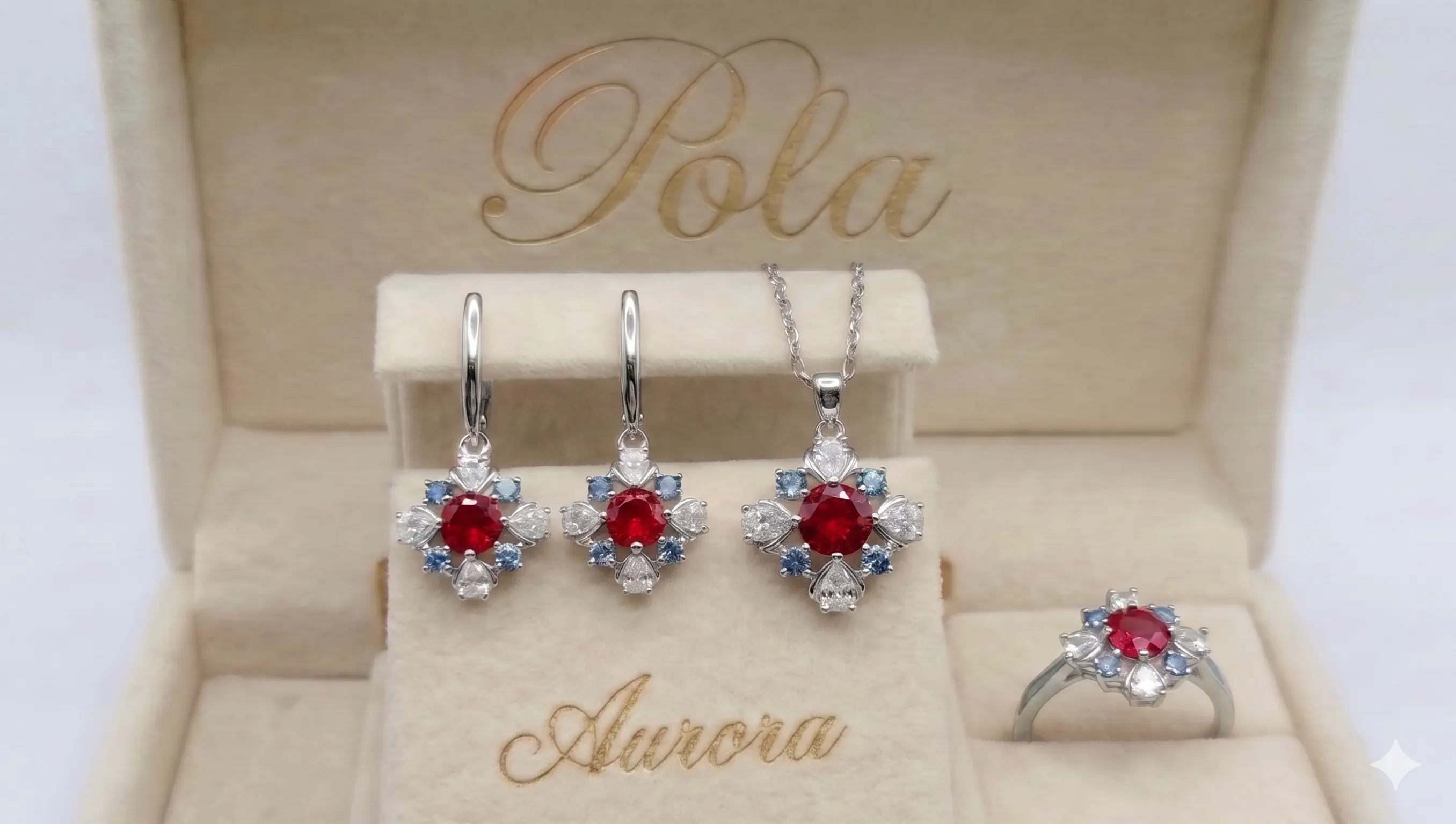 Zapierająca dech w piersiach srebrna biżuteria z kolekcji Aurora, którą olśniewająco zdobi szafir o masie 2,5ct.