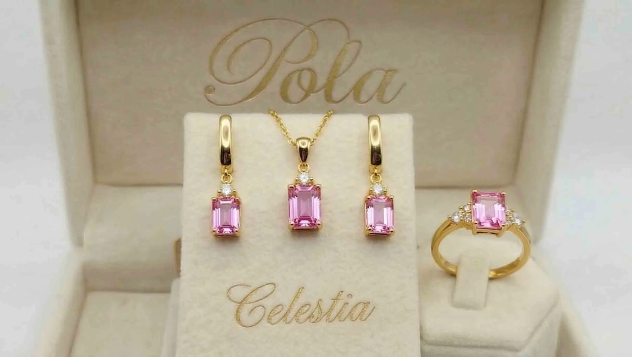 Zestaw srebrny z rubinem Celestia od Biżuterii Pola